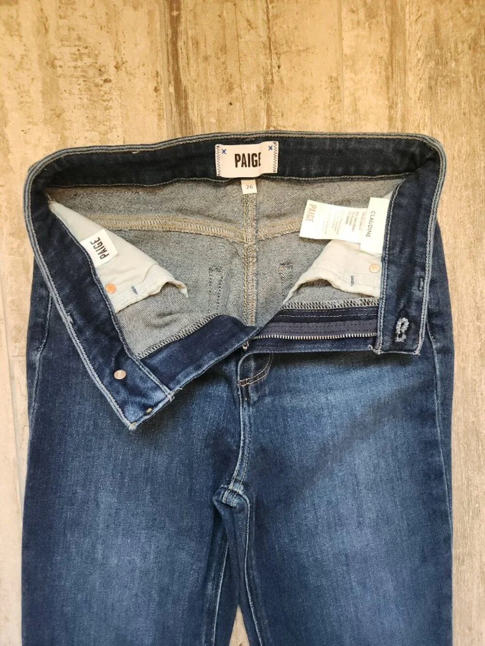 Paige Jeans Womens 26 Claudine Boot Cut High Rise Stretch Denim Raw Hem